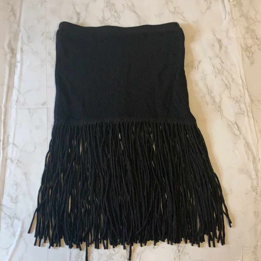 RILLER & FOUNT black fringe mini skirt - Picture 5 of 8